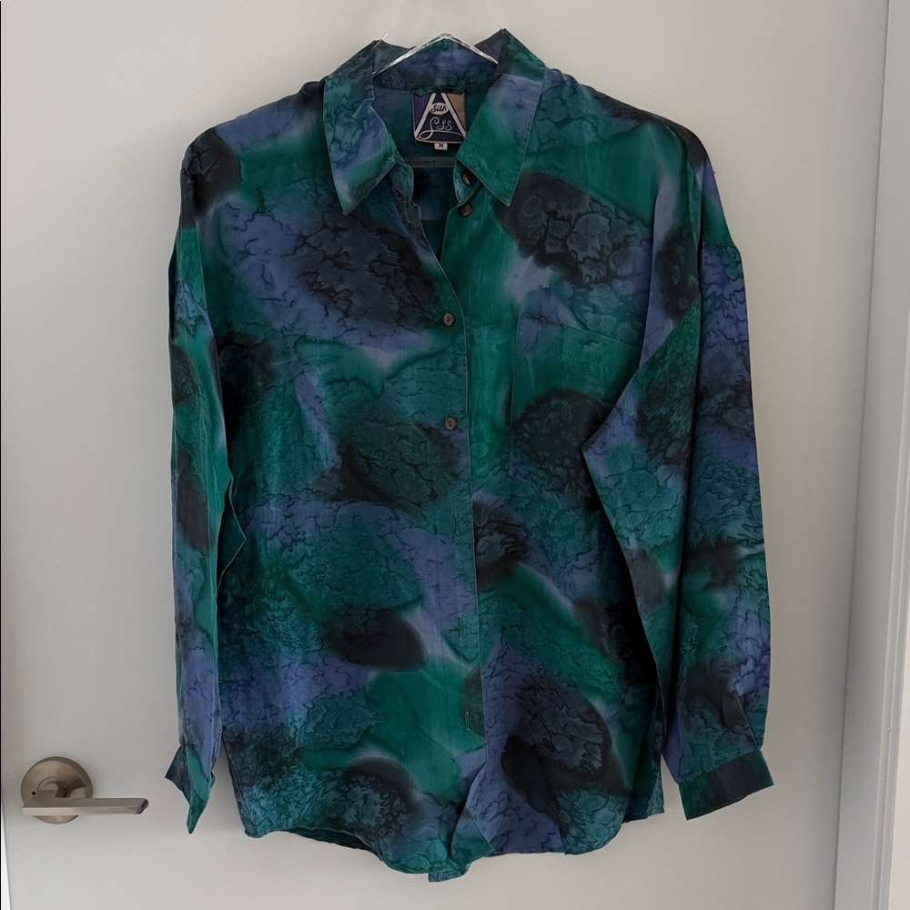 NWOT - Vintage 100% Silk SSS Silk Button Up Dress Shirt